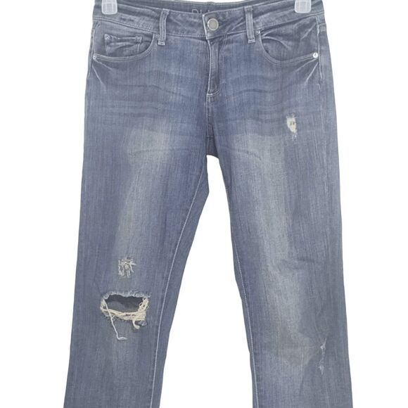 DL1961 Riley Boyfriend Fury Distressed Ripped Straight Jeans Sz 24 Blue - Picture 2 of 9
